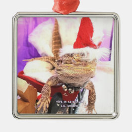 Funny Lil' Murph Lizard in Santa Hat Christmas Met Julgransprydnad Metall