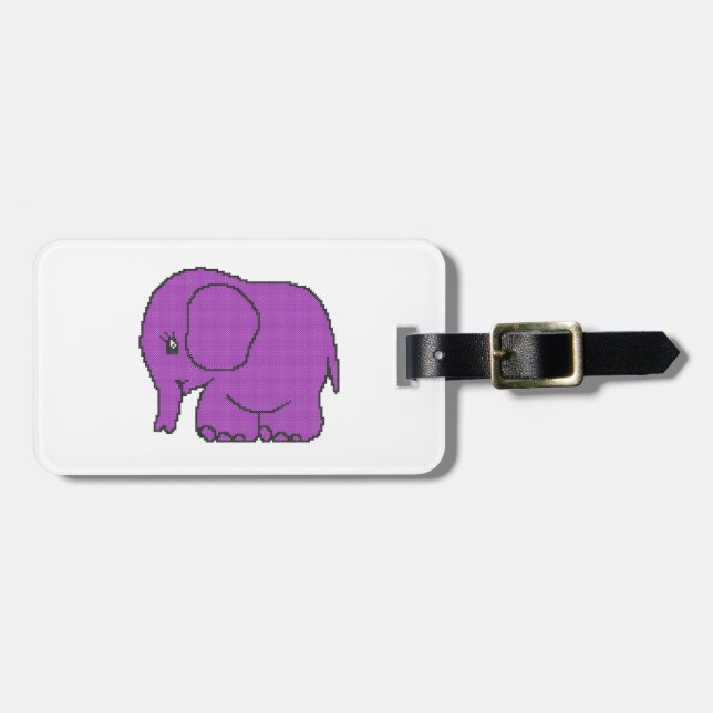Funny lila av elefant med kor-stygn bagagebricka (Horisontell Framsida)