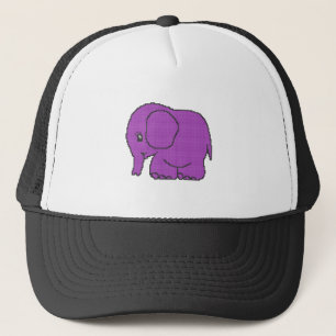 Funny lila av elefant med kor-stygn keps