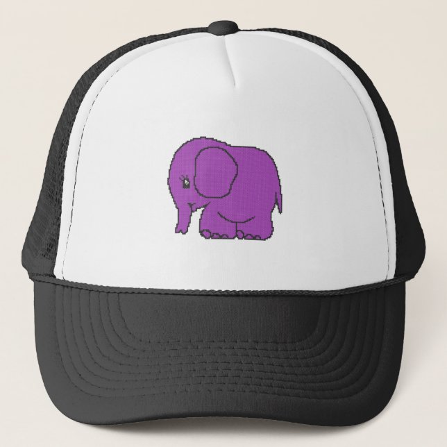 Funny lila av elefant med kor-stygn keps (Framsida)