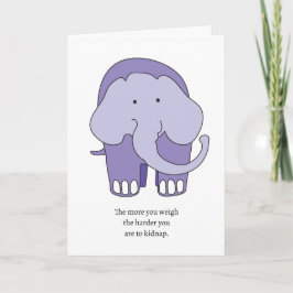 Funny Lila Elephant Birthday Card Kort