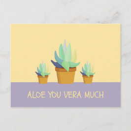 Funny Lila Gult Aloe Vera Succulent Vykort