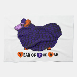 Funny Lila Ram China Year Zodiac Kitchen Towel Kökshandduk