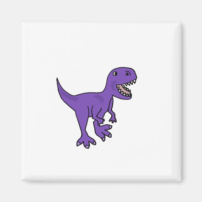 Funny Lila T-Rex Dinosaur-Tecknad Magnet (Framsidan)