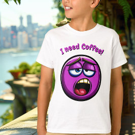 Funny Lila Tired Emoji Kids T-Shirt