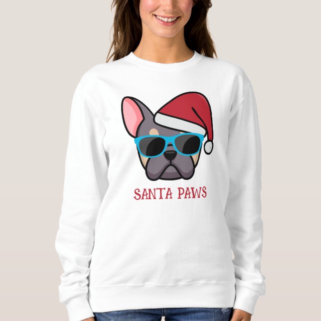 Funny Lilac Tan Frenchie Santa Tass jul T Shirt (Framsida)
