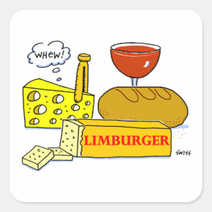 Funny Limburger Cheese Foodie Tecknad Fyrkantigt Klistermärke