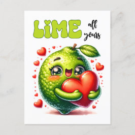 Funny Lime All Yours Punny Valentine Vykort
