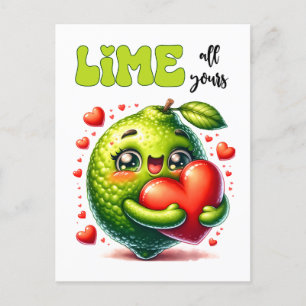 Funny Lime All Yours Punny Valentine Vykort