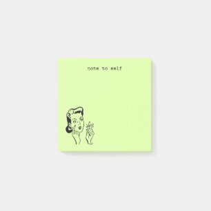 Funny Lime Green Retro Woman Housefru Memo Post-it Block