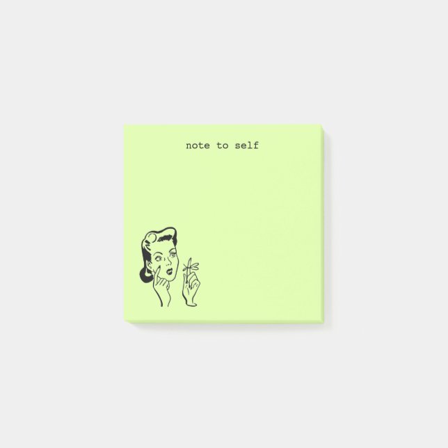 Funny Lime Green Retro Woman Housefru Memo Post-it Block (Framsida)