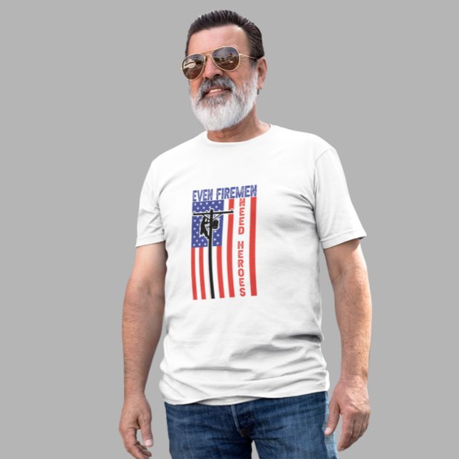 Funny Lineman Firemen American Flagga Quote T Shirt (Funny Lineman Firemen American Flag Quote T-Shirt)