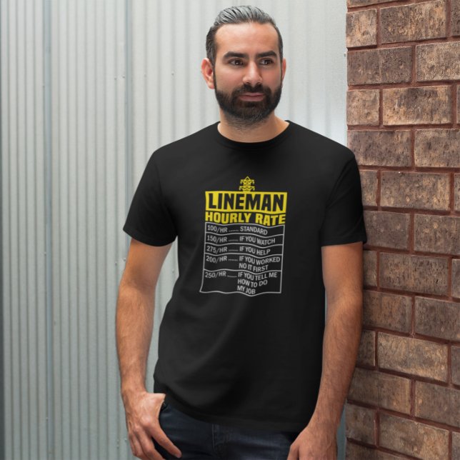Funny Lineman-timtaxa T Shirt (Funny Lineman Hourly Rate T-Shirt)