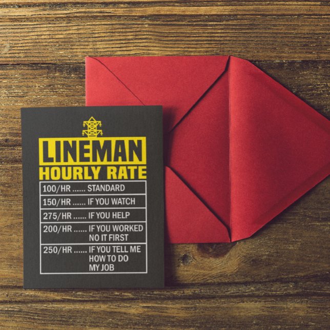 Funny Lineman-timtaxa Vykort (lineman funny quote postcard)