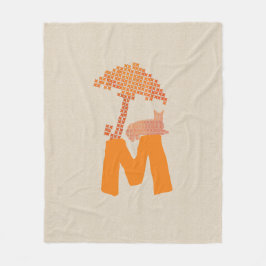 Funny Linen Se Red Cat Parbrella Monogram Blanket Fleecefilt