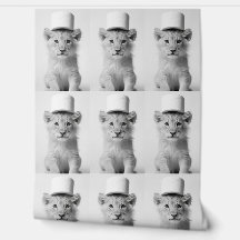 Funny Lion Cub Wearing Toilet Paper Hat Minimalist