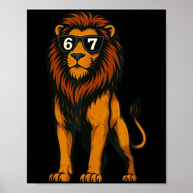 Funny Lion Sungles 67 Six Seven Meme  Poster (Framsidan)