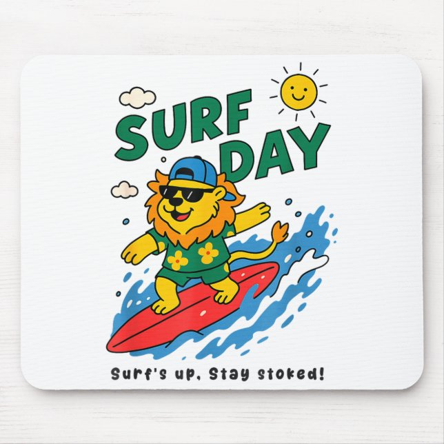 Funny Lion Surfing Summer Vacation Surf Day Boys G Musmatta (Framsidan)