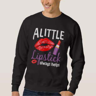 Funny Lipstick Women Girls Red Lipstick Makeup Art Lång Ärmad Tröja