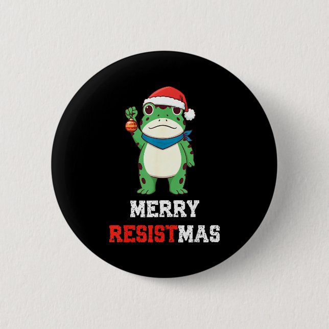 Funny Litical Frog Christmas Merry Resistmas 2025  Knapp (Framsida)