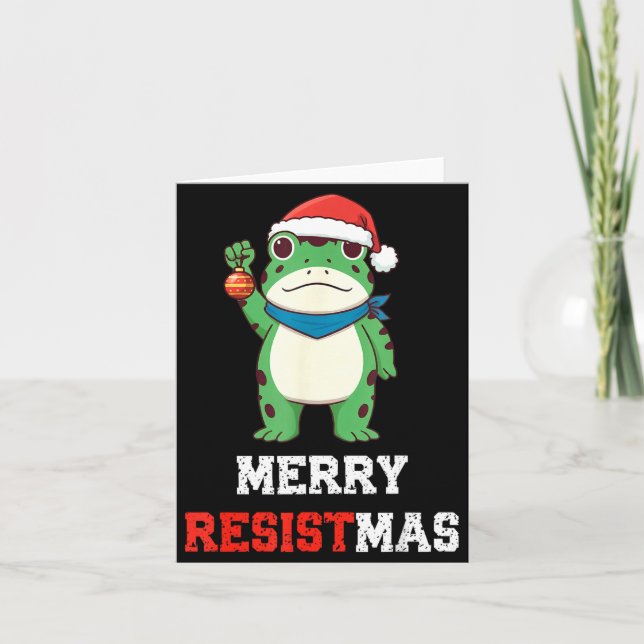 Funny Litical Frog Christmas Merry Resistmas 2025  Kort (Framsida)