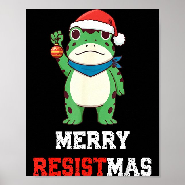 Funny Litical Frog Christmas Merry Resistmas 2025  Poster (Framsidan)