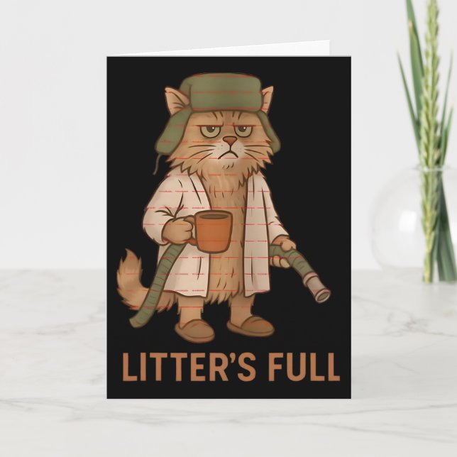 Funny Litter’s Full Cat Coffee Christmas Cat Mom C Kort (Framsida)