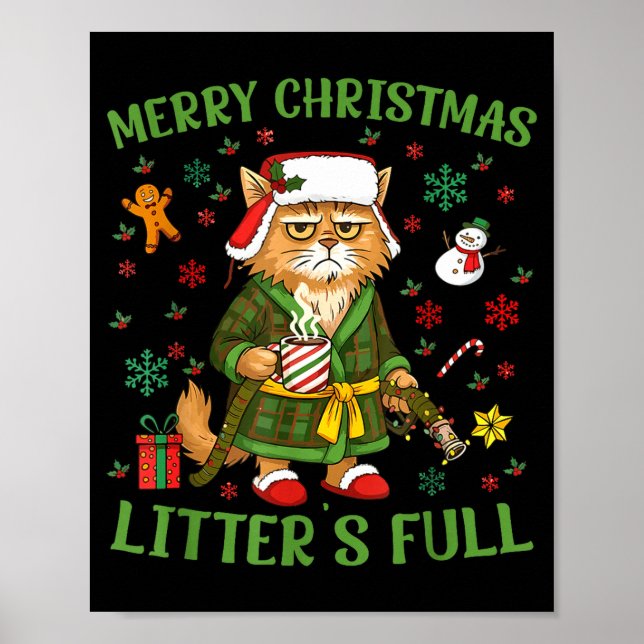 Funny Litter’s Full Cat Parody Tee Christmas  Poster (Framsidan)