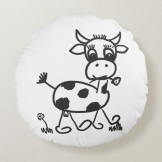 Funny Little Cow – Dekokissen rund, schwarz Rund Kudde