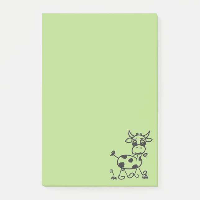 Funny Little Cow – Post It hellgrün Post-it Block (Framsida)