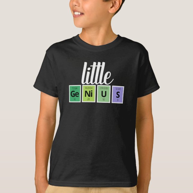 Funny Little GeNiUS Periodic Bord Inslag Symbols T Shirt (Framsida)