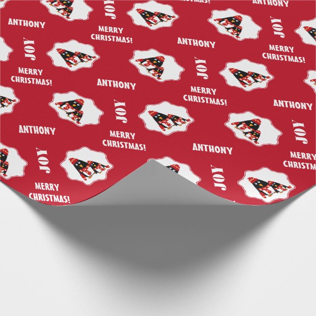 Funny Little Penguins | Anpassad jul för namn Presentpapper (Hörn)