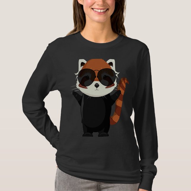 Funny little red panda bear with sunglasses t shirt (Framsida)