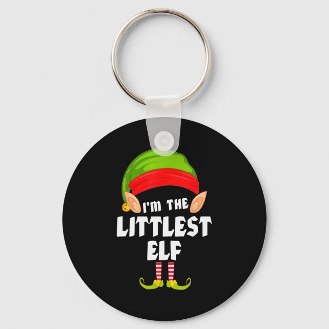 Funny Littlest Elf Matching Family Group Pj Christ Nyckelring (Framsida)