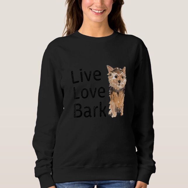 Funny Live Kärlek Bark Yorkshire Terrier Hund and  T Shirt (Framsida)