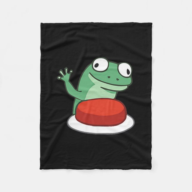 Funny Lizard Button Meme T-shirt.png Fleecefilt (Framsidan)