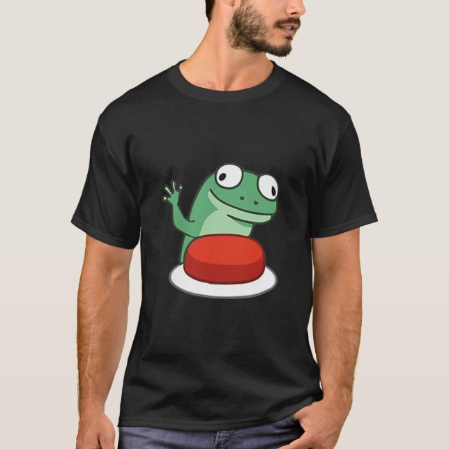 Funny Lizard Button Meme T-shirt.png T Shirt (Framsida)