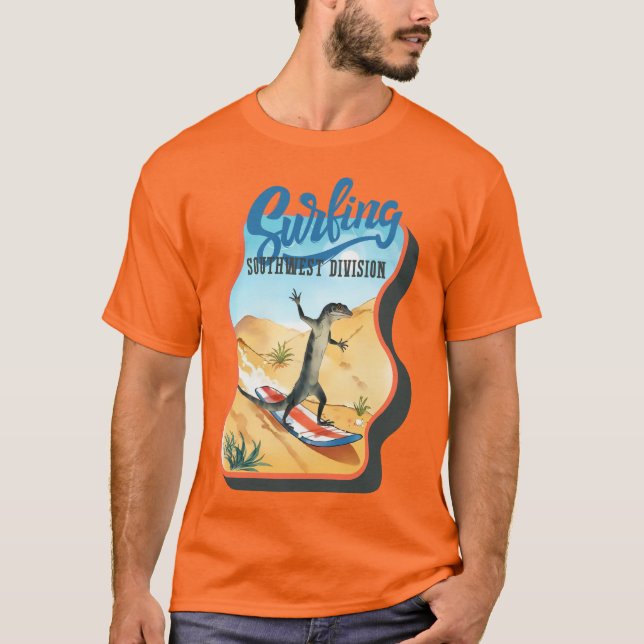 Funny lizard surfing summer southwestern desert t shirt (Framsida)