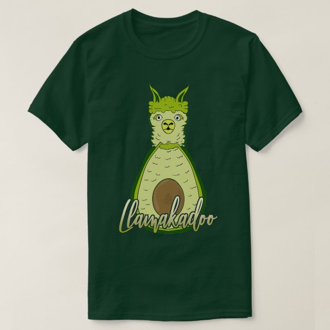 Funny Llama Animal Avocado Fruit Älskare T Shirt (Design framsida)