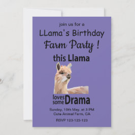 Funny Llama Animal Birthday Farm Party Inbjudningar