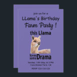 Funny Llama Animal Birthday Farm Party Inbjudningar<br><div class="desc">Llamas populära inbjudan till djurfödelsekartiet designad av Nisha Prabhu. Helt Anpassade. Anpassa med dina detaljer. Är din lilla drama Lama besatt? Då är det här lammtastiska födelsedagsfest inbjudan perfekten för dig! Vänner i inbjudan för att gå med in på roligten med den här vackra lamamatabilden med ett sött och fånig...</div>