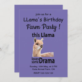 Funny Llama Animal Birthday Farm Party Inbjudningar