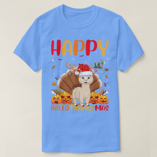 Funny Llama Animal Lover Happy Cute Llama HelloTha T Shirt (Design framsida)