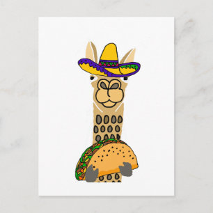 Funny Llama ätande Taco Tecknad Vykort