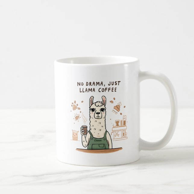 Funny Llama Barista Coffee Mug – “No Drama, Mug gi Kaffemugg (Höger)