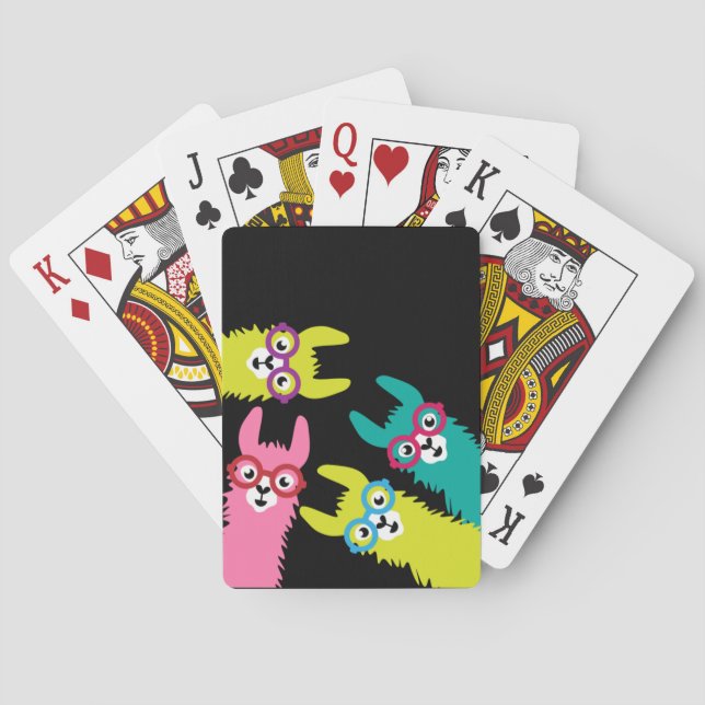 Funny Llama Colorful Camelid Casinokort (Baksidan)