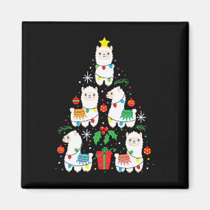 Funny Llama Julgran Ornament Decor Gift Wom Magnet