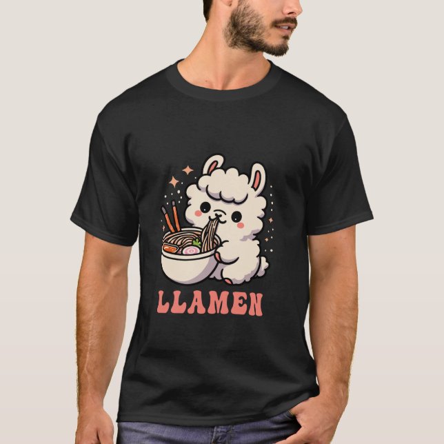 Funny Llama Llamen Ramen Noodles Japans Ka T Shirt (Framsida)