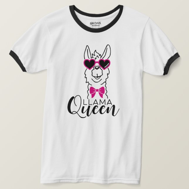 Funny llama Queen T-Shirt for Girls (Design framsida)