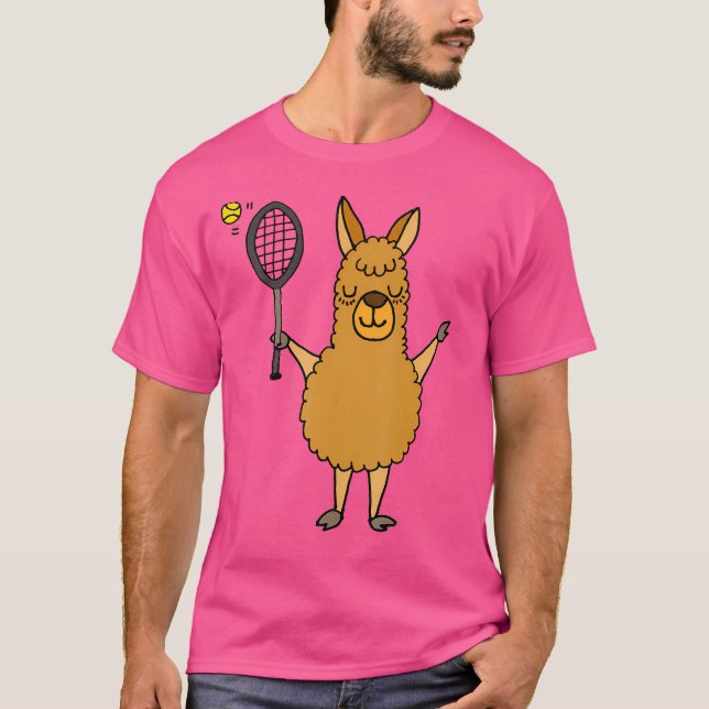 Funny Llama Spelar Tennis T Shirt (Framsida)